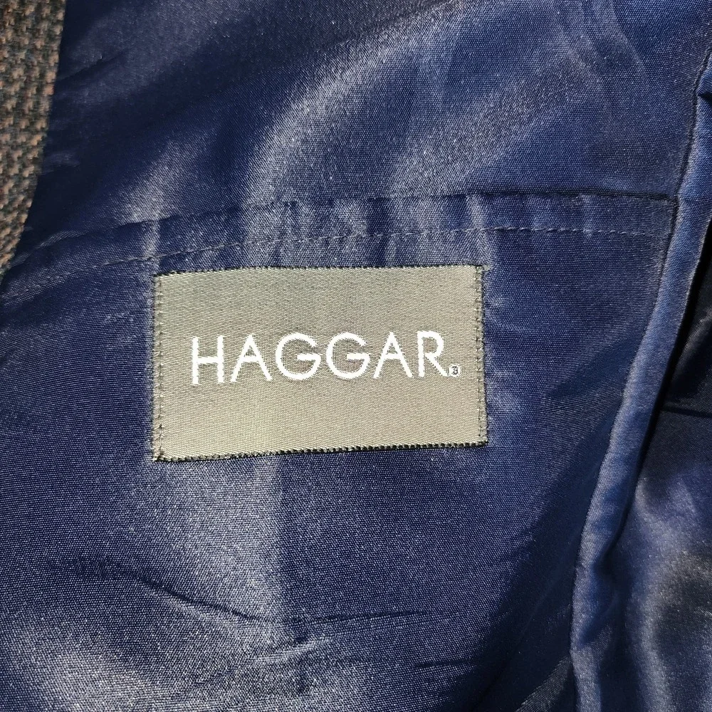 Vintage Haggar Mens 44R Tweed Two Button Made In USA Sport Jacket Blazer Blue